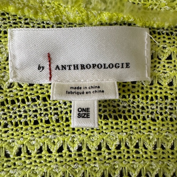 Anthropologie Astrid Open Knit Kimono Cardigan Neon Yellow Green One Size - Picture 7 of 7